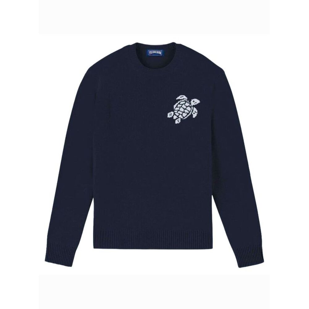 Vilebrequin Men Organic Cotton And Cashmere Crew Neck Sweater With Turtle Logo